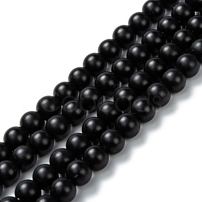 Natural Black Onyx Beads Strands G-Z024-01C-1