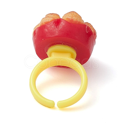 Resin Imitation Bread Open Cuff Ring for Women RJEW-JR00719-1