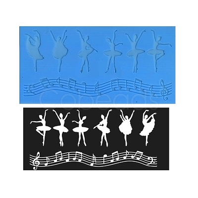 Music Note & Ballet Dancer Food Grade Silhouette Statue Silicone Mat Moulds MUSI-PW0003-02-1