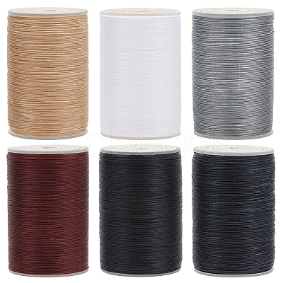 Olycraft 6 Rolls 6 Colors Round Waxed Polyester Thread String YC-OC0001-06-1