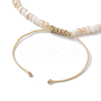 Glass with Natural Sea Shell Beads Anklet AJEW-AN00595-1