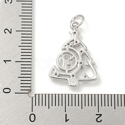 Rack Plating Brass Micro Pave Clear Cubic Zirconia Pendants KK-B093-16P-1