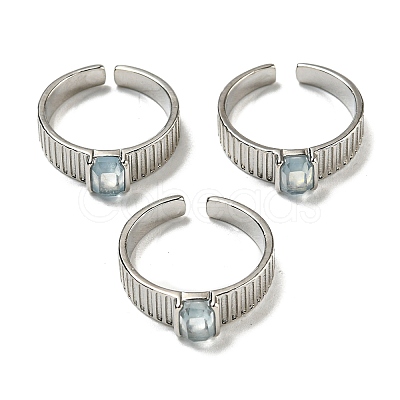 Natural Aquamarine Adjustable Rings RJEW-K269-12P-01-1