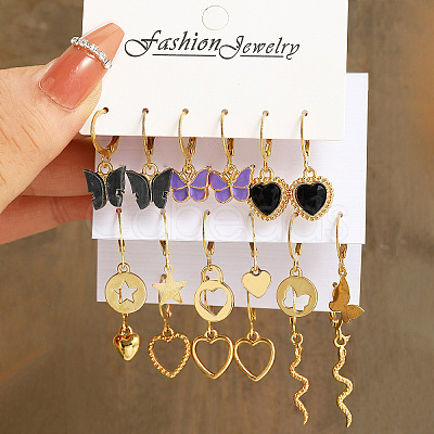 Black Acrylic Butterfly Earrings - Fashionable Heart-shaped Studs ST5967122-1