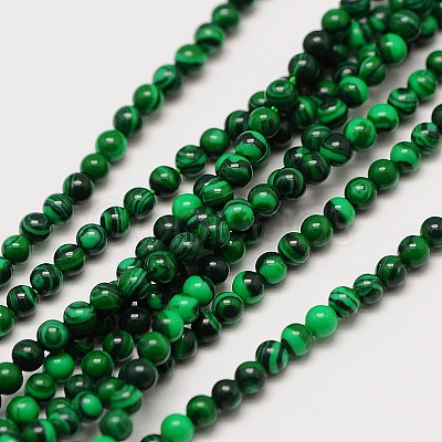 Imported Synthetic Malachite Round Beads Strands G-A130-2mm-J01-1