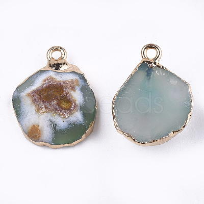 Electroplate Natural Agate Pendants G-T112-18F-1