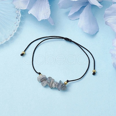 Natural Labradorite Braided Bead Bracelets BJEW-JB11155-06-1