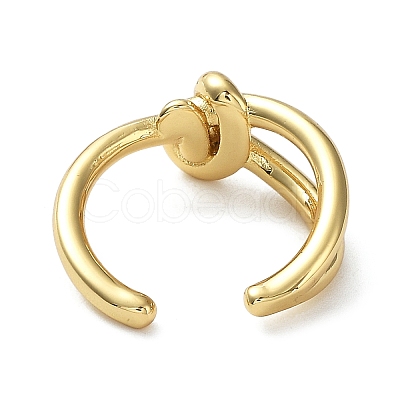 Rack Plating Brass Knot Open Cuff Rings for Women X-RJEW-Q777-02G-1