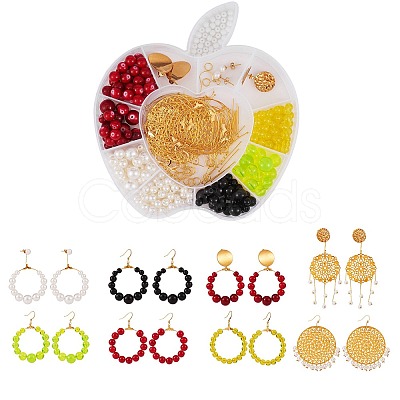 DIY Flat Round Drop Earring Making Kit DIY-SZ0006-60-1