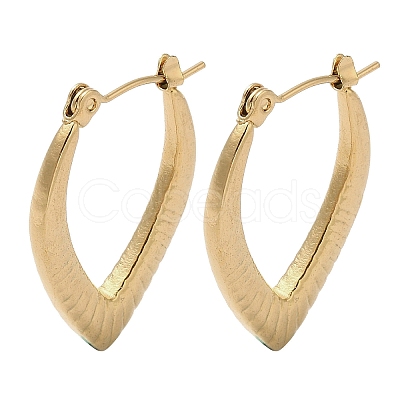 Leaf 201 Stainless Steel Half Hoop Earrings for Women EJEW-G385-23G-1