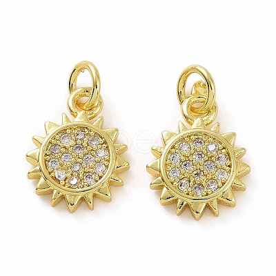 Brass Micro Pave Cubic Zirconia Sun Charms KK-E068-VF052-1