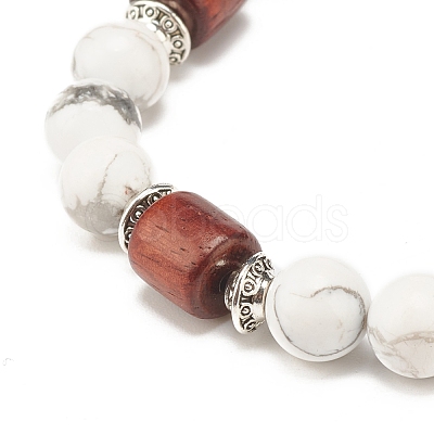 Natural Howlite Beaded Stretch Bracelet for Women or Men BJEW-JB07732-03-1