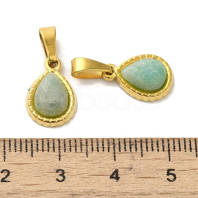 Natural Amazonite Faceted Teardrop Charms STAS-P361-01G-03-1