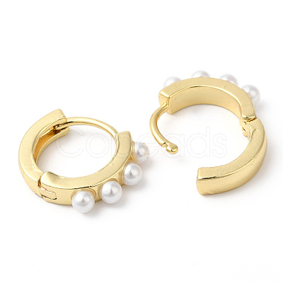 Plastic Pearl Beaded Hoop Earrings EJEW-R149-04G-1