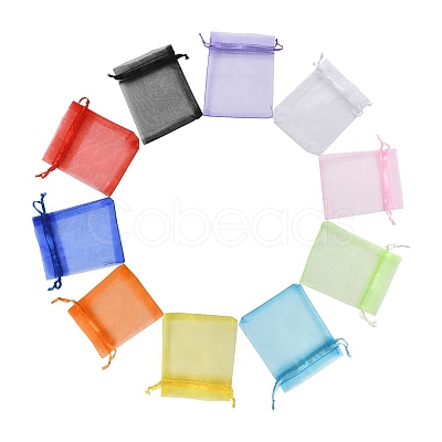 20Pcs 10 Colors Rectangle Organza Drawstring Bags CON-YW0001-31B-1