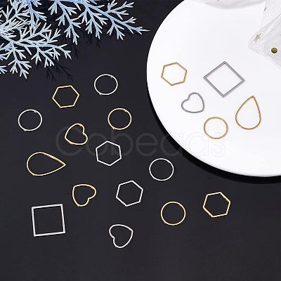 Unicraftale 48Pcs 8 Style 304 Stainless Steel Linking Rings STAS-UN0020-58-1