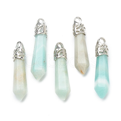 Bullet Natural Flower Amazonite Pointed Pendants G-E332-C38-1