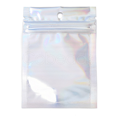 Rectangle Zip Lock Plastic Glitter Holographic Bags OPP-YWC0001-7X10-1