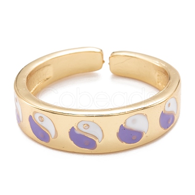 Brass Enamel Cuff Rings RJEW-I077-13G-1