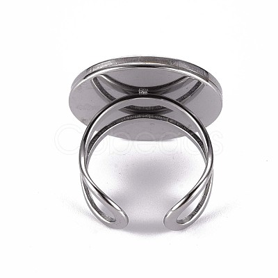 Non-Tarnish 201 Stainless Steel Cuff Pad Ring Settings X-STAS-S080-040F-P-1