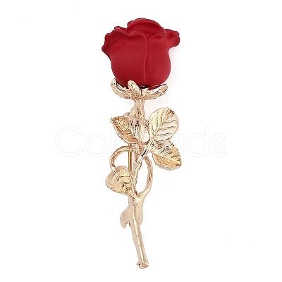 Valentine's Day Rose Flower Zinc Alloy Enamel Brooches JEWB-I031-05A-1