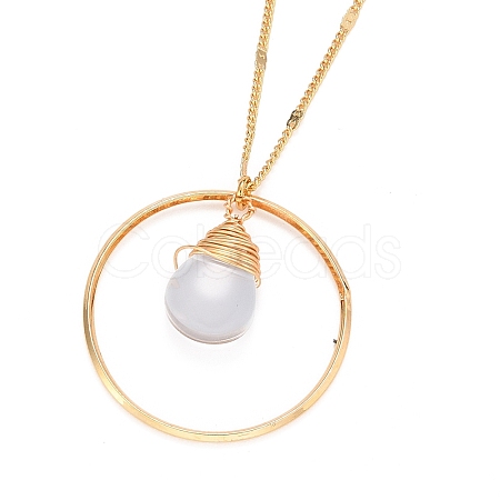 Teardrop Glass Beads Pendant Necklaces NJEW-JN03205-02-1