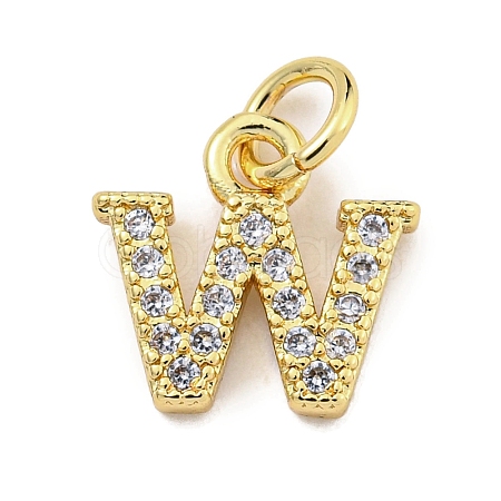 Initial Letter Brass with Cubic Zirconia Charms KK-Q814-26W-G-1