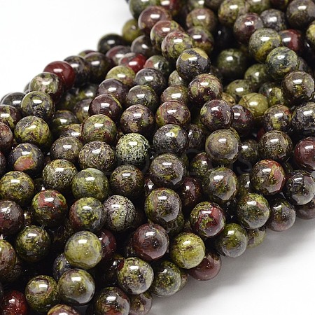 Natural Bloodstone Round Beads Strands X-G-P075-04-8mm-1