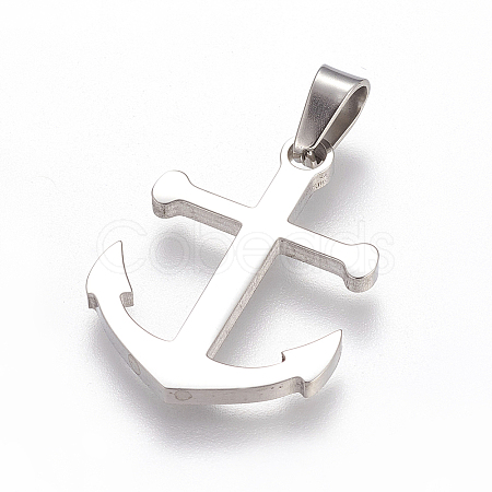 Trendy Necklace Findings Anchor 304 Stainless Steel Pendants X-STAS-L012-A26P-1