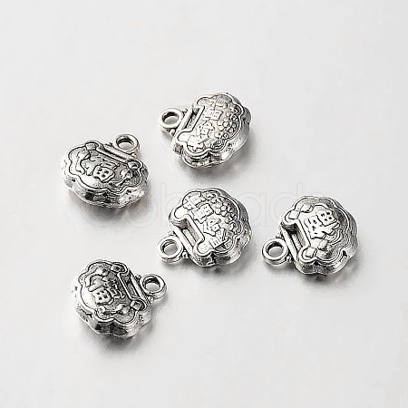 Tibetan Style Alloy Lucky Longevity Lock Carved Chinese Blessing Character Charms TIBEP-O009-19-1
