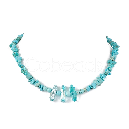 Synthetic Turquoise & Natural Quartz Crystal Chips Beaded Necklaces for Women NJEW-TA00148-1