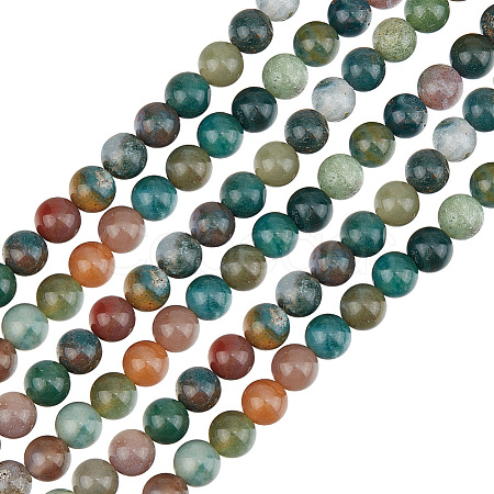 GOMAKERER 2 Strands Natural Indian Agate Beads Strands G-GO0001-35-1