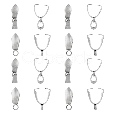 SUPERFINDINGS 80Pcs 8 Style 201 Stainless Steel Pendant Pinch Bails STAS-FH0001-73-1