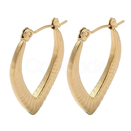 Leaf 201 Stainless Steel Half Hoop Earrings for Women EJEW-G385-23G-1