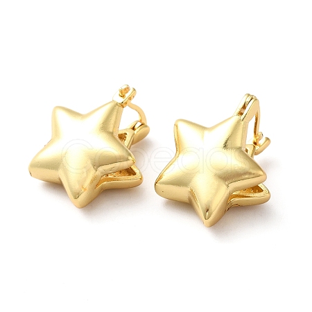 Brass Star Hoop Earrings for Women EJEW-Q024-07G-1