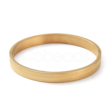 Ion Plating(IP) 304 Stainless Steel Plain Bangle BJEW-F464-11G-1