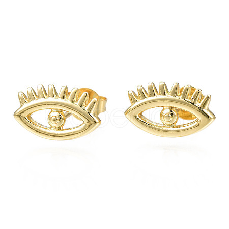 Brass Evil Eye Stud Earrings for Women EJEW-N011-50-1