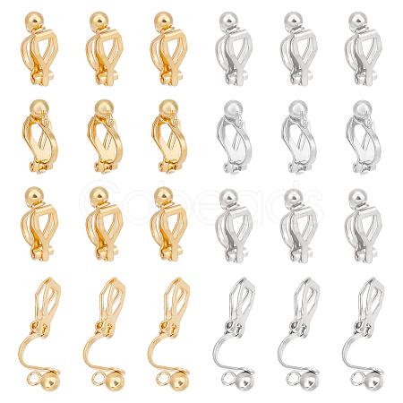 Unicraftale 40Pcs 2 Colors Brass Clip-on Earring Findings. with Loop KK-UN0001-76-1