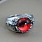 Dragon Eye Men's Fashion Ring Zinc Alloy Hip-hop Ring, Red, Antique Silver, show in picture