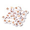 100Pcs Plating Opaque White Acrylic Beads, Rose Gold Metal Enlaced, Flat Round with Letter, Letter N, 7x4mm, Hole: 1.4mm