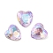 Glass Rhinestone Cabochons, Flat Back & Back Plated, Faceted, Heart, Vitrail Light, 8x8x4mm