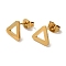 PVD Vacuum Plating 304 Stainless Steel Stud Earrings, Hollow Triangle, Golden, 8x9mm