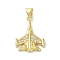 Rack Plating Brass Micro Pave Cubic Zirconia Pendants, Airplane, Long-Lasting Plated, Cadmium Free & Lead Free, Real 18K Gold Plated, 21.5x16.5x4mm, Hole: 4x3mm