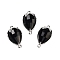 Natural Obsidian Faceted Teardrop Connector Charms, Brass Strawberry Links, Platinum, 20x11.5x5mm, Hole: 1.2mm