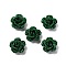 3D Rose Flower Baking Paint Aluminum Beads, with Sequins, Green, 15.5x9mm, Hole: 1.2mm