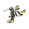 Alloy Rhinestone Brooches, Colorful Enamel Pins, Bird, Antique Silver, 45x49.5mm