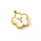 Golden Tone Stainless Steel Pave White Shell Letter Flower Charms, Letter Y, 13mm