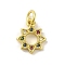 Brass Micro Pave Cubic Zirconia Charms, Real 18K Gold Plated, Sun Charms, Colorful, 12x9.5x1.5mm, Hole: 3mm