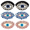 AHADERMAKER 6pcs 3 style Evil Eye Non-woven Fabrics Cloth Sew on Appliques, Glass Rhinestone Appliques, Costume Accessories, Mixed Color, 33~43x28~55x4.5~6.5mm, 2pcs/style