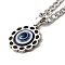 Enamel Flower with Eye Pendant Necklaces, 304 Stainless Steel Curb Chain Necklaces , Stainless Steel Color, 23.46 inch(59.6cm)